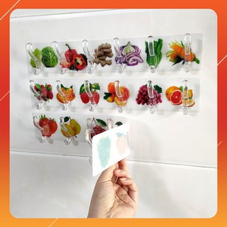 Móc Dán Tường 6 Móc Thanh Dài Hình Trái cây