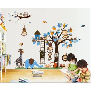 Decal dán tường vườn thú xanh