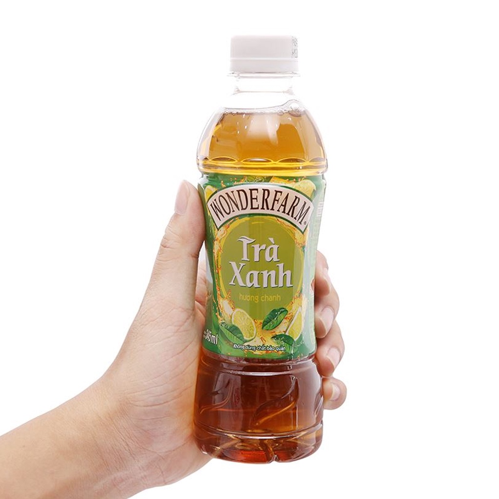 THÙNG 24 CHAI TRÀ XANH HƯƠNG CHANH GREEN TEA LEMON FLAVOUR WONDERFARM 345ML