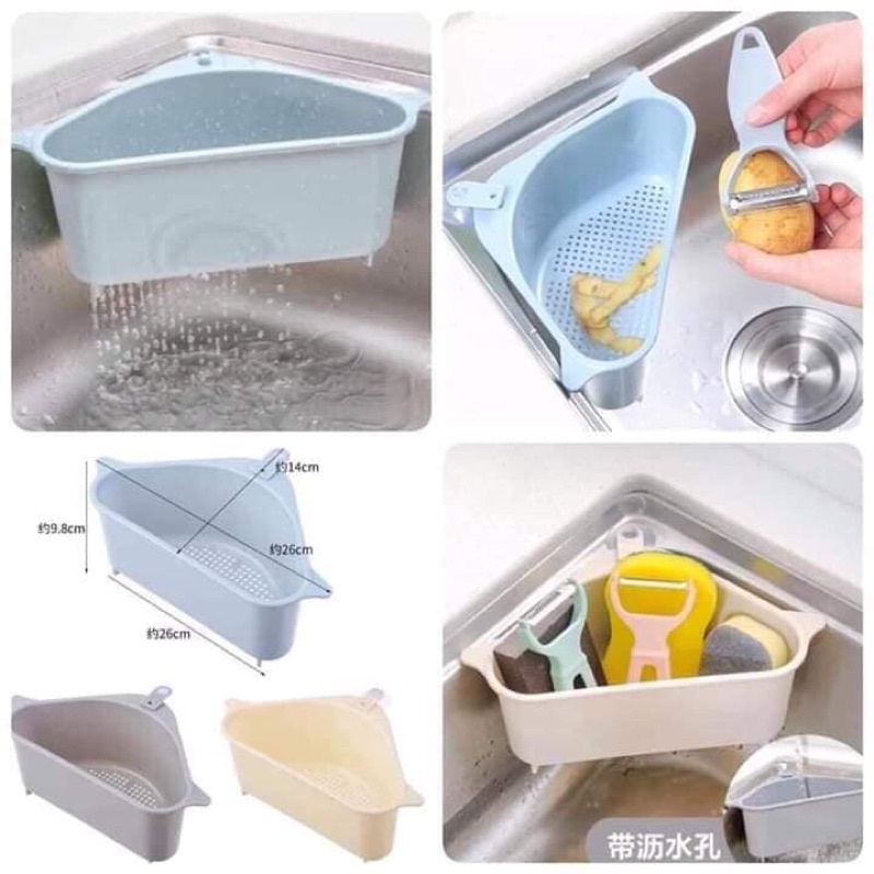 Rổ Lọc Rác Treo Góc Bồn Rửa Chén - Rổ Tam Giác Lọc Thức Ăn Thừa - Rổ nhựa tam giác treo góc bồn rửa bát
