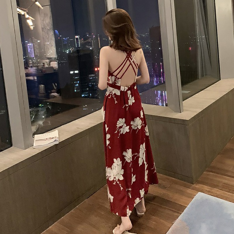 Váy Nữ Đầm Maxi Họa Tiết Hoa Thiết Kế Cổ Chữ V Quyến Rũ Dành Cho Nữ