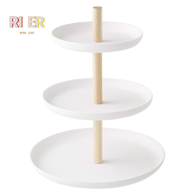 Giá đỡ bánh kem 3 tầng bằng gỗ và kim loại thanh lịch