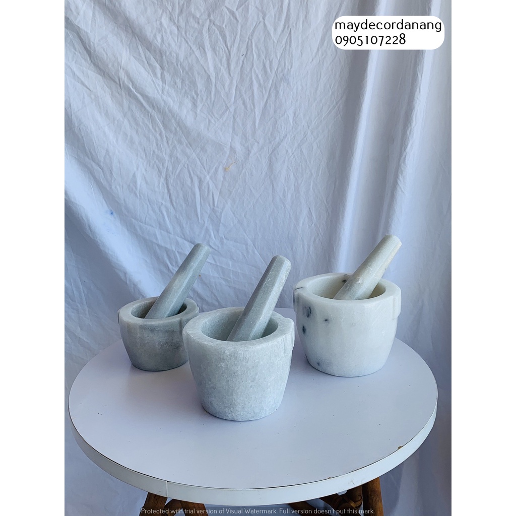 Cối Đá Tự Nhiên Nguyên Khối Dùng Giã Hành Tỏi, Giã Cua, Quết Chả Tiện Lợi Cho Người Dùng, KT 10cm, 12cm, 14cm, 16cm