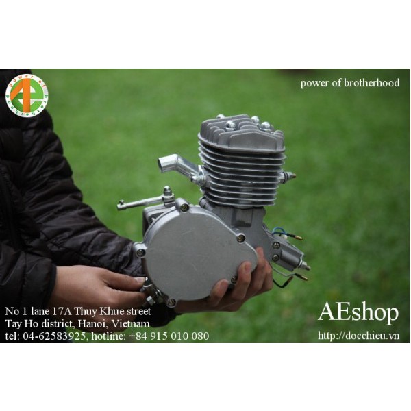 Động cơ gắn xe đạp chạy xăng, động cơ xăng 2 thì chế xe đạp 50cc