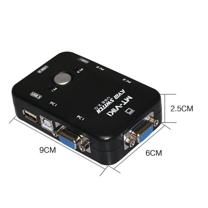 USB KVM Switches 2 ports (Đen), CHÍNH HÃNG (MT- VIKI) - ( 2 Cây dùng 1 màn hình)