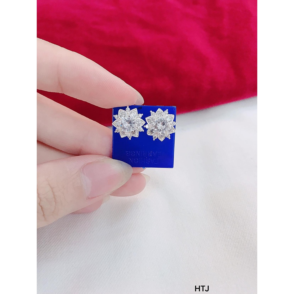 Bông tai nữ bạc ta mặt hoa sen xinh xắn sáng đẹp - Kho sỉ bạc Nhất Linh