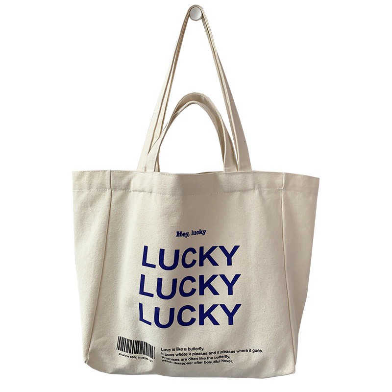 Túi tote vải canvas NỮ đeo vai LUCKY thời trang phong cách Nhật Bản đi học công sở HB127