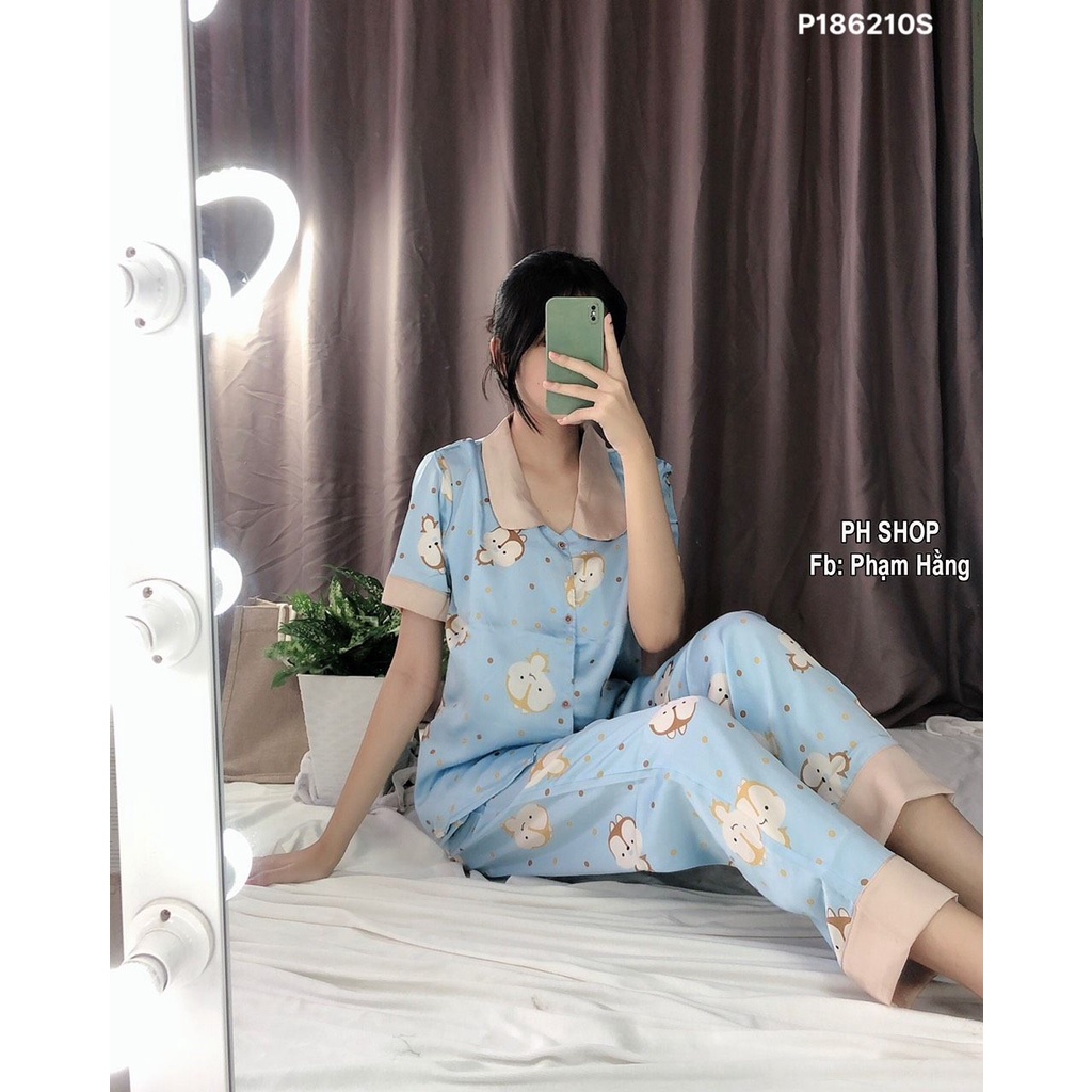 Bộ đồ Pijama Tay Ngắn Vải Satin In 3D Dễ Thương - Chất Mềm Mịn - Thoảng Mát [HÀNG CAO CẤP] (Có Video Thật) | BigBuy360 - bigbuy360.vn