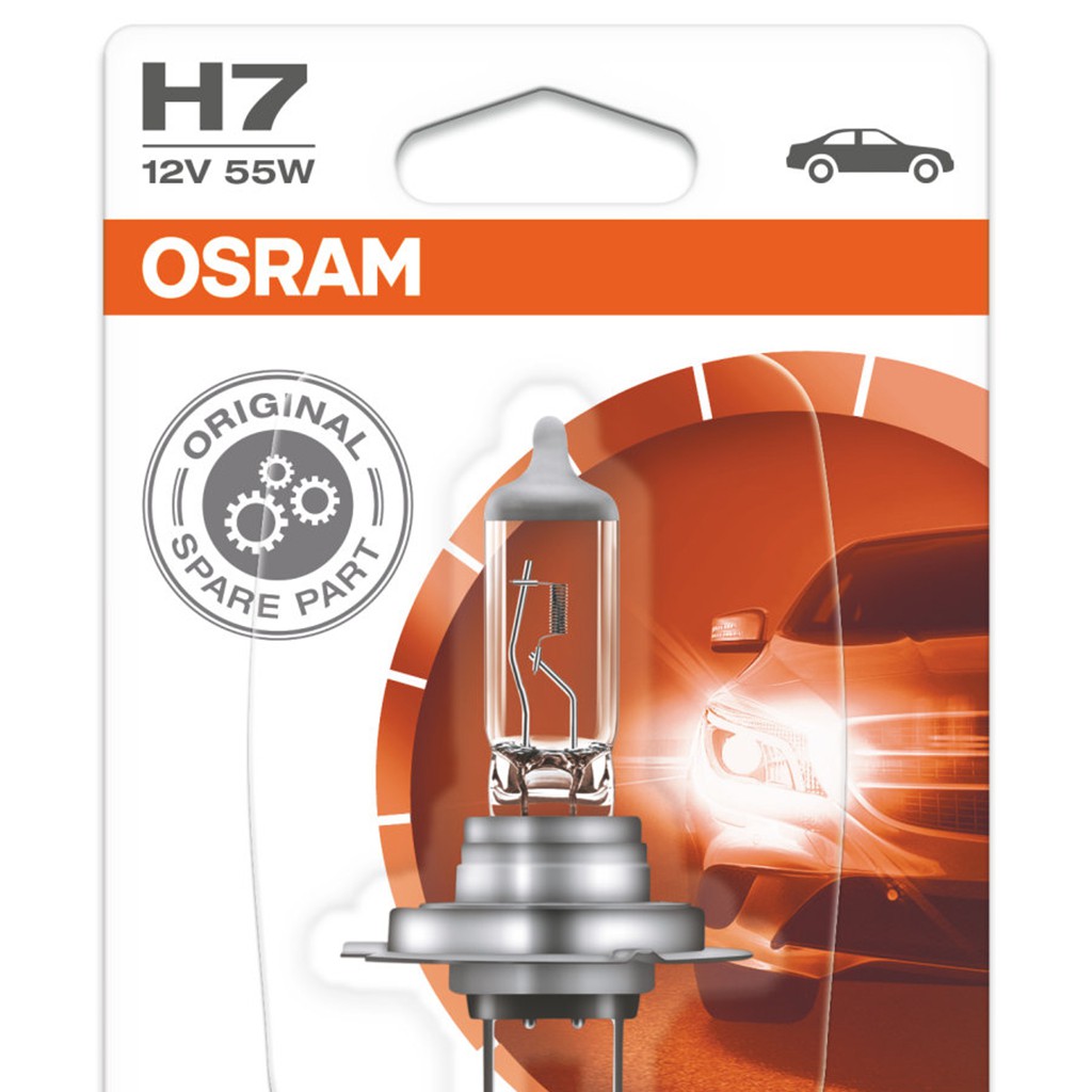 Bóng đèn osram H7 12V 60/55W dùng cho pha cos ô tô và xe máy, bền bỉ, ánh sáng chuẩn, siêu tiết kiệm, model 2019