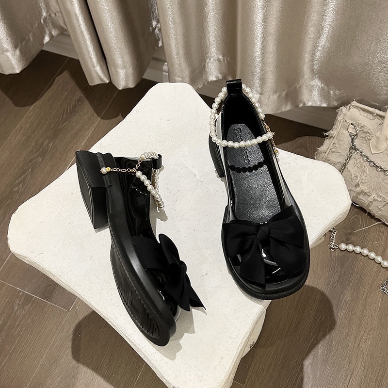 Giày búp bê lolita nơ quai cài đế cao phong cách ulzzang đi học cao cấp BRATINA GD007