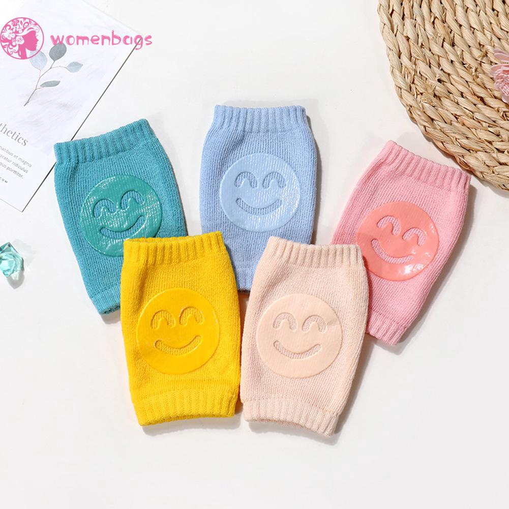 Cặp đệm cotton bọc đầu gối bảo vệ hình mặt cười cho bé sơ sinh khi bò