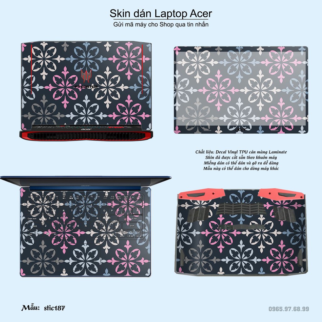 Skin dán Laptop Acer in hình Hoa văn sticker _nhiều mẫu 31 (inbox mã máy cho Shop)