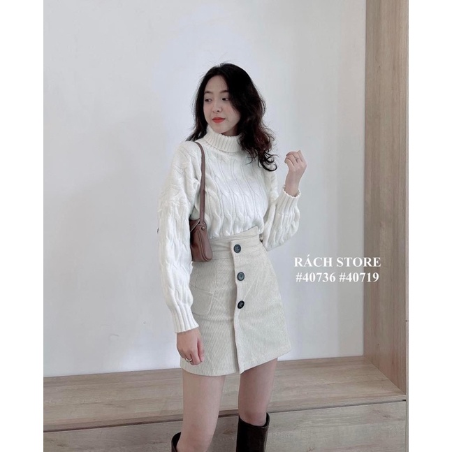 [RÁCH STORE] ÁO LEN-41130-CỔ LỌ-ĐAN XOẮN / QUẦN BAGGYVN-4006-R3L-NÚT ĐÔI-ĐAI 3 NÚT PHẢI
