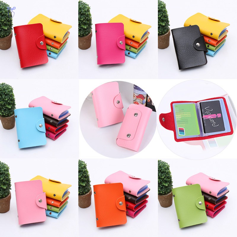 Ym Fashion Credit Card Holder Men Women Travel Cards Wallet PU Leather Buckle Business ID Card Holders @VN