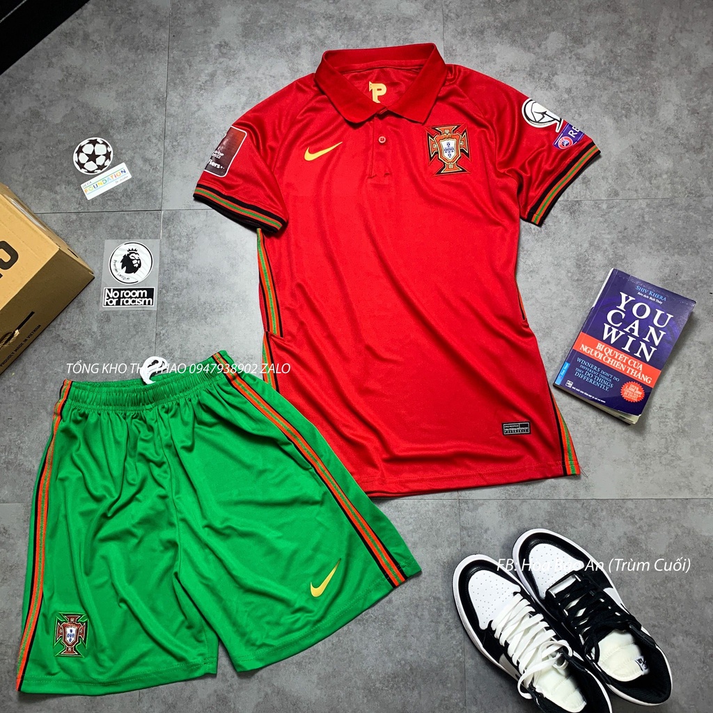 Full Logo Euro/Bộ quần áo đá banh ĐT Bồ Đào Nha Sân khách full logo Euro 2021