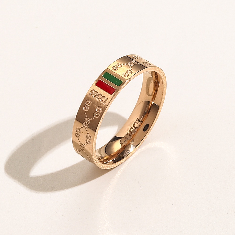 Nhẫn Gucci Mạ Vàng/Bạc 925 In Chữ GG Đôi Phong Cách Hàn Quốc Đơn Giản Thời Trang Cho Nữ