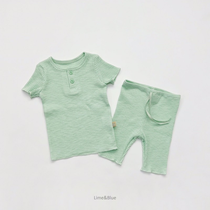 Bộ rời thun gân 2 cúc Lime&Blue