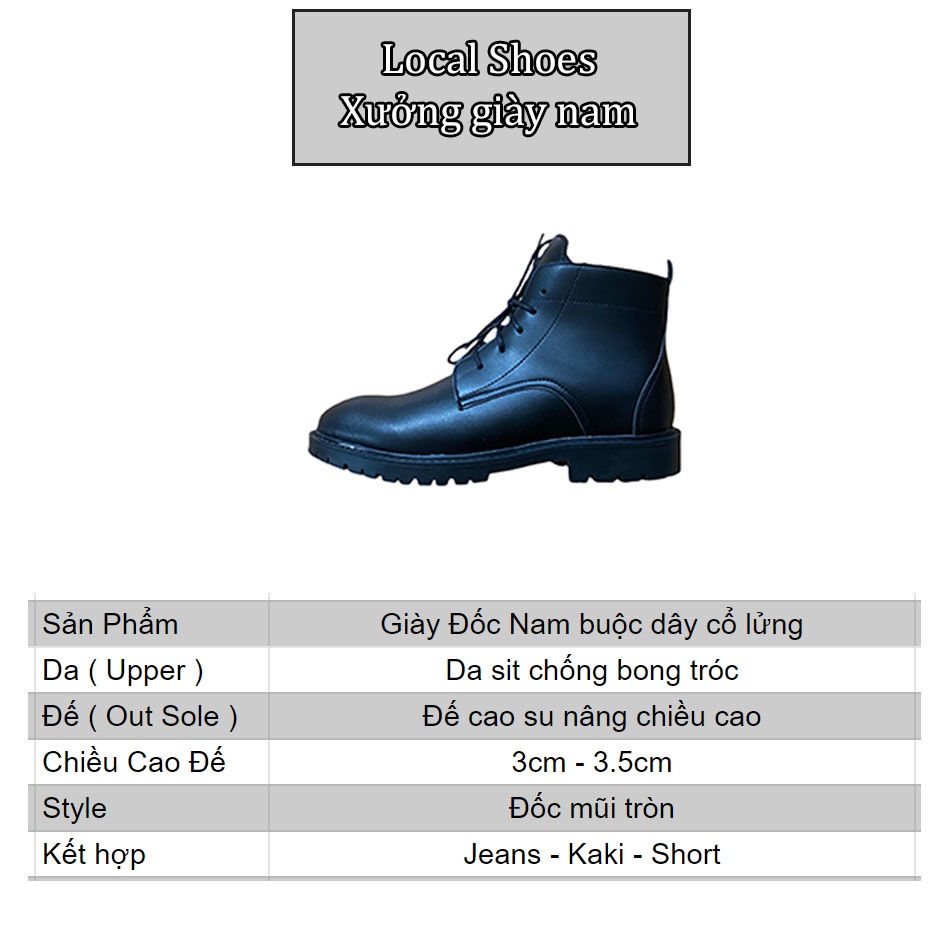 Giày Đốc Nam, bốt buộc dây cổ lửng