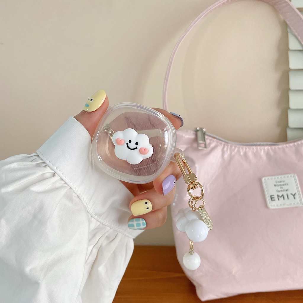 Vỏ Bảo Vệ Hộp Sạc Tai nghe không dây Baseus Bowie WM02 Bằng Silicon Mềm Trong Suốt Chống Sốc Hình Trái Tim Dễ Thương Kèm Dây