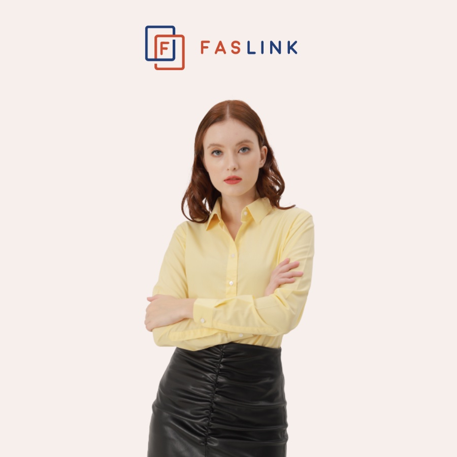 Áo sơ mi Nữ tay dài công sở cao cấp Faslink màu vàng