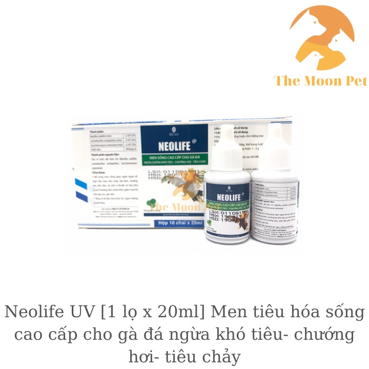 Neolife UV [1 lọ x 20ml] Men tiêu hóa sống cao cấp cho gà đá ngừa khó tiêu- chướng hơi- tiêu chảy