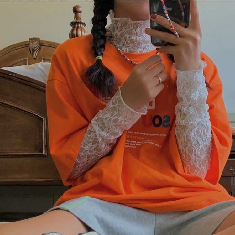 Áo Thun Chiffon Mỏng Phối Ren Thời Trang Mùa Hè 2023 Mới Cho Nữ