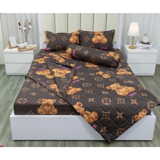 Sét chăn ga gối hè thu 5 món - lv gấu