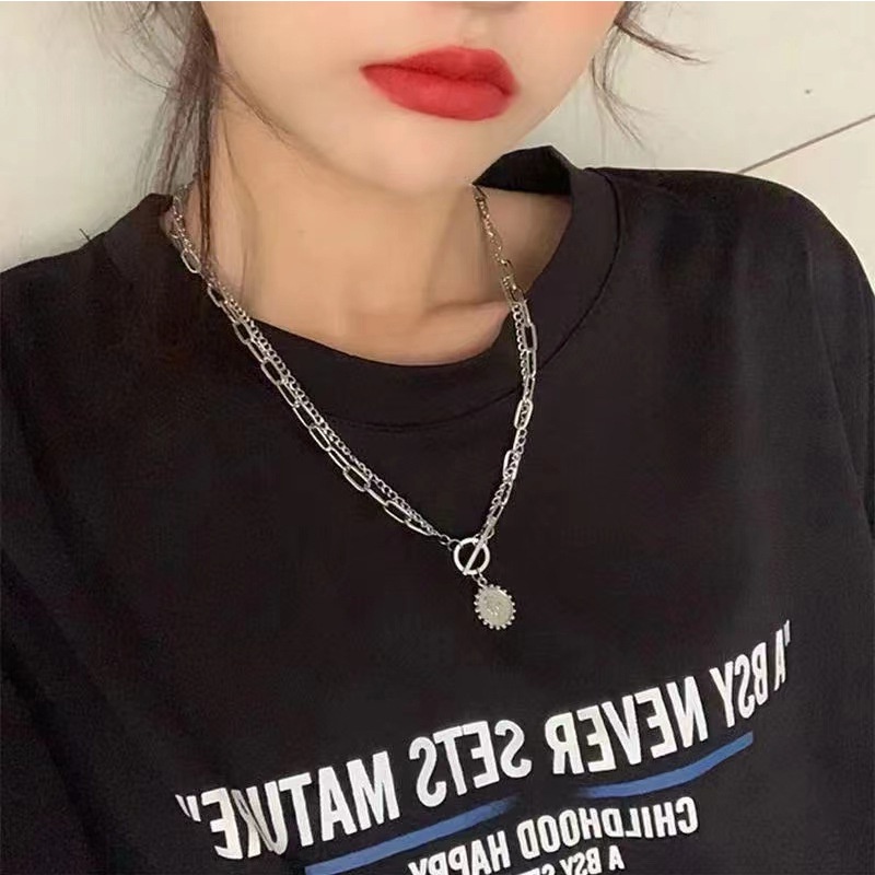 𝑭𝑹𝑬𝑬𝑺𝑯𝑰𝑷  Vòng cổ choker sợi xích hai lớp phong cách đơn giản thời trang Hàn Quốc dành cho nữ