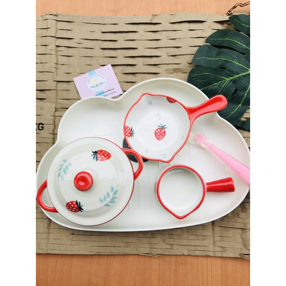 SET Bát Ăn Dặm Kiểu Nhật ,Bát Gốm Sứ Cao Cấp Cho Bé kèm Thìa, Khay