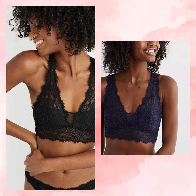 Áo Ngực Áo Lót Nữ Aerie Bralette Ren Không Gọng Xuất Khẩu Siêu Bền Có Khe Thêm Mút Đẹp XS S M L XL Nhiều Màu