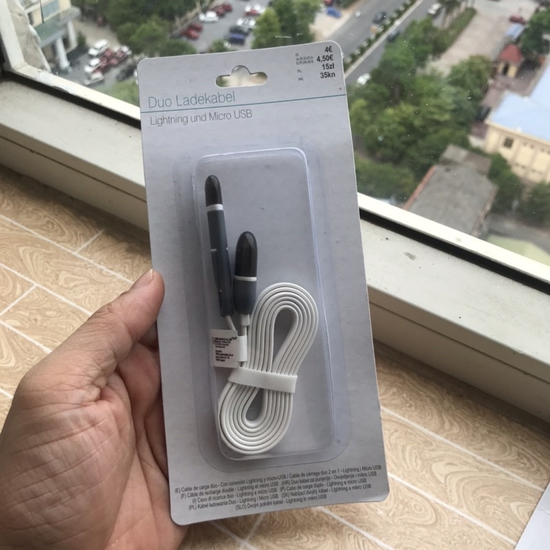 cáp điện thoại đa năng micro usb- lighting cho iphone và android 1m