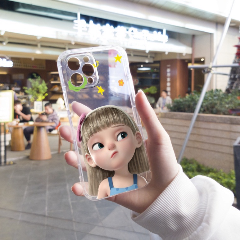Ốp lưng iphone 6, 6s plus, 7 8 Plus, X, XS, XR, XSMAX, 11, 12, 13 PROMAX TRONG SUỐT BÉ GÁI ĐEO NƠ PKVN