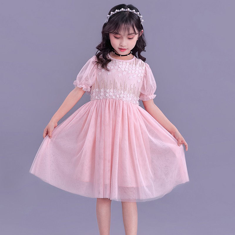 Váy công chúa tay phồng thoáng khí mùa hè cho bé gái từ 2 - 10 tuổi