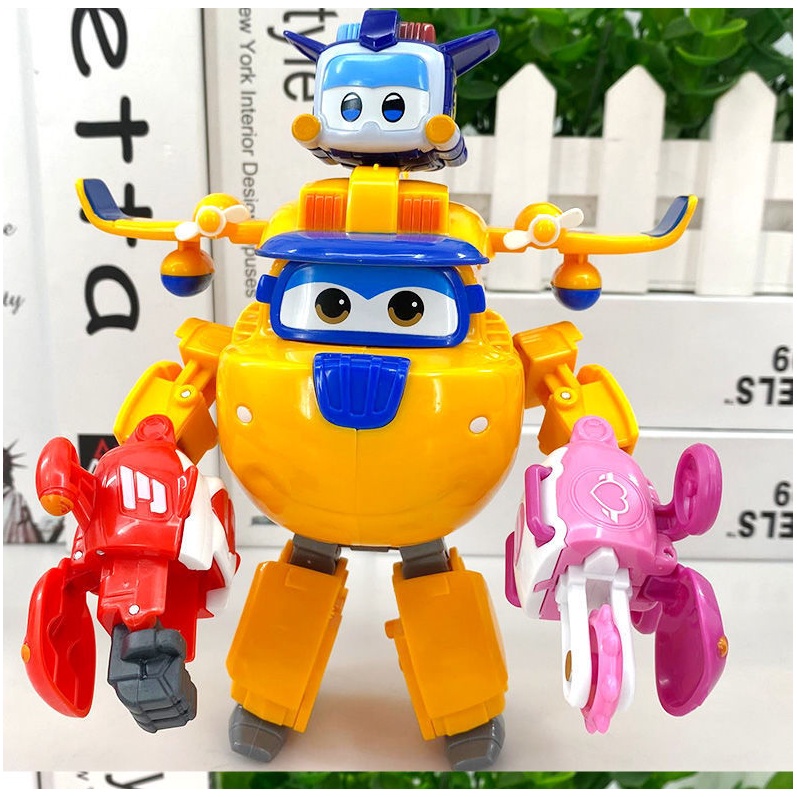 Bộ mô hình super wings Máy bay robot Donnie và thú cưng đồ chơi trẻ em