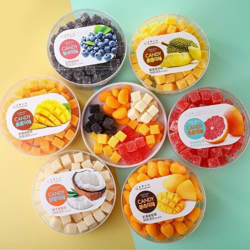 Cực kỳ ngon KẸO DẺO SỮA CHUA NHÂN HOA QUẢ hộp 365g