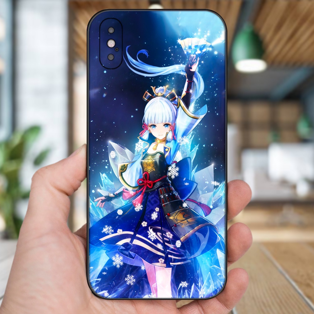 Ốp lưng iPhone X, Xs dẻo đen cạnh vuông in hình Ayaka Genshin Impact