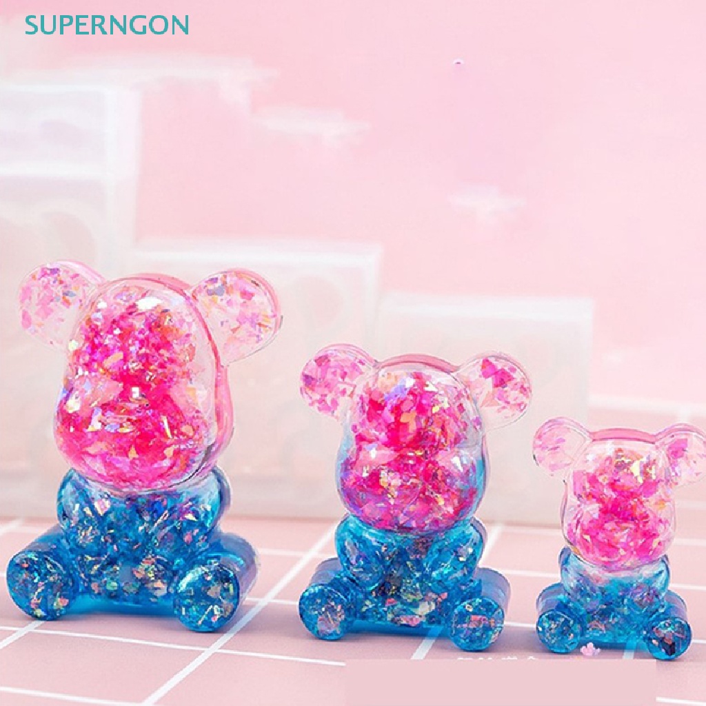 Superngon Khuôn Silicon Làm Trang Sức Resin UV Hình Gấu DIY
