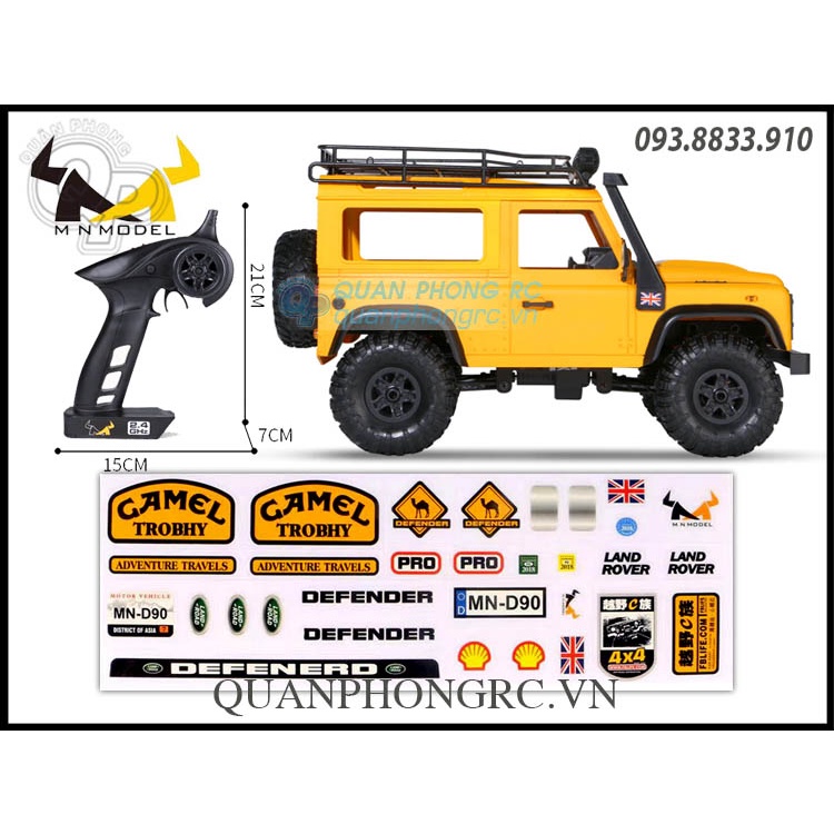 Xe Điều Khiển MN98 1:12 2.4G 4WD Defender Off-Road Rock Crawler With LED