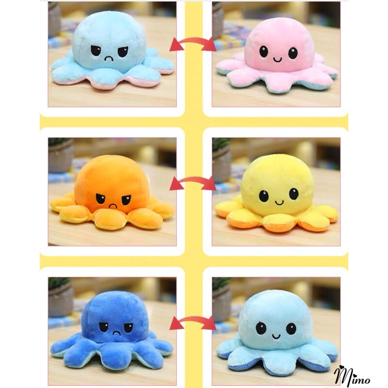 Gấu bông bạch tuộc cảm xúc 2 mặt khác nhau nhiều màu vải nhung mềm mịn co dãn đáng yêu cute sẵn hàng