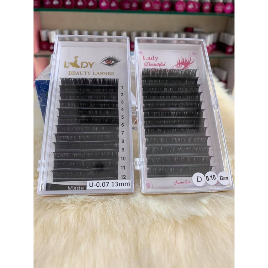 Mi Khay Lady Độ Cong D/U Volumn Classic Tạo Fan Nối Mi Đủ Các Độ Dày Chiều Dài - Lẻ 1 Khay