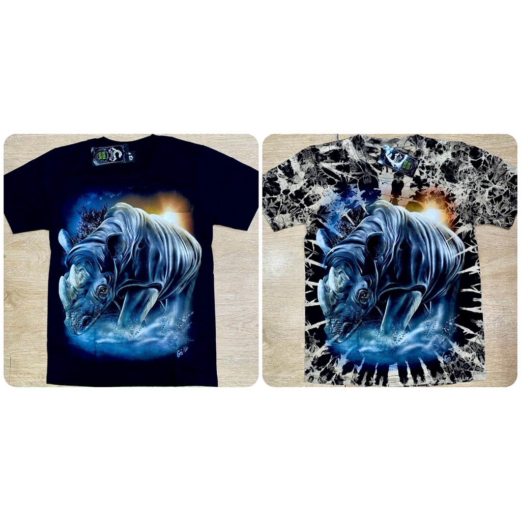 Áo Thun 3D Thái Lan Unisex chất liệu cotton hình tê giác dành cho nam và nữ