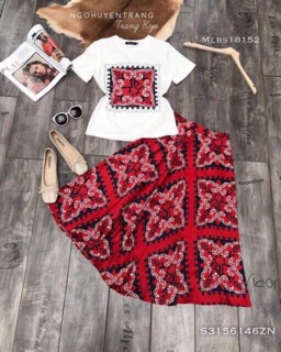 Set valentino chân váy dài dáng maxi