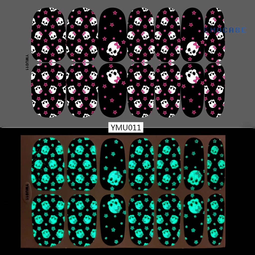 Miếng Dán Trang Trí Móng Tay Tự Dính Họa Tiết Đầu Lâu Lấp Lánh Thoáng Khí