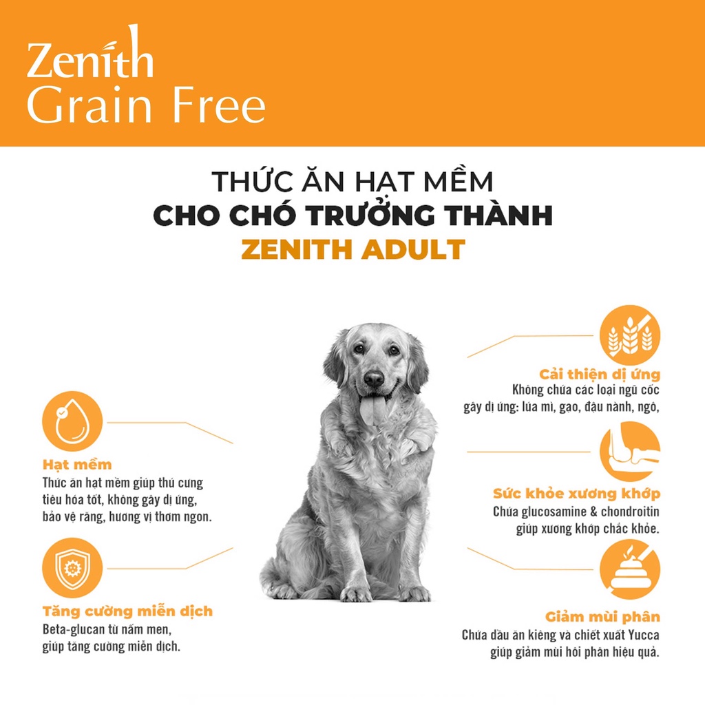 Thức ăn hạt mềm dành cho chó Zenith Adult 1.2kg