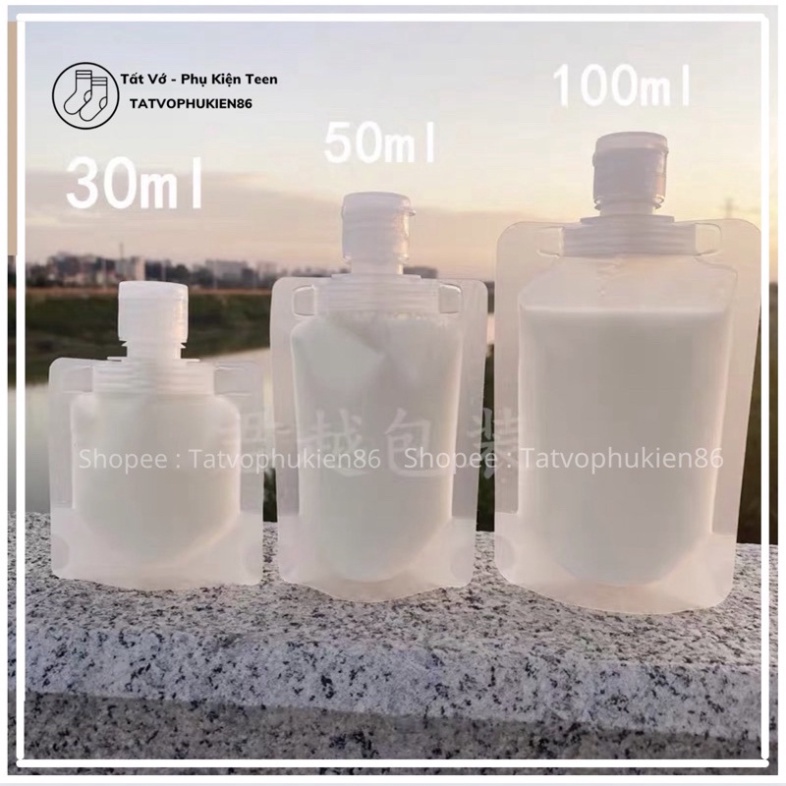 Sét 3 Chai chiết mỹ phẩm 30ml/ 50ml/ 100ml -dầu gội , sữa tắm - Túi chiết mỹ phẩm du lịch trong suốt mini chống nước