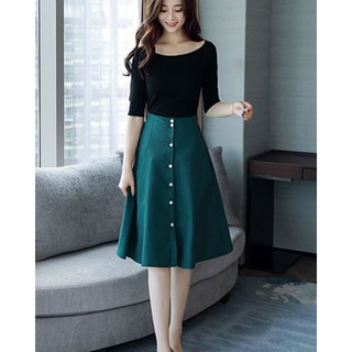 Chân Váy Selyna Phối Nút Thời Trang