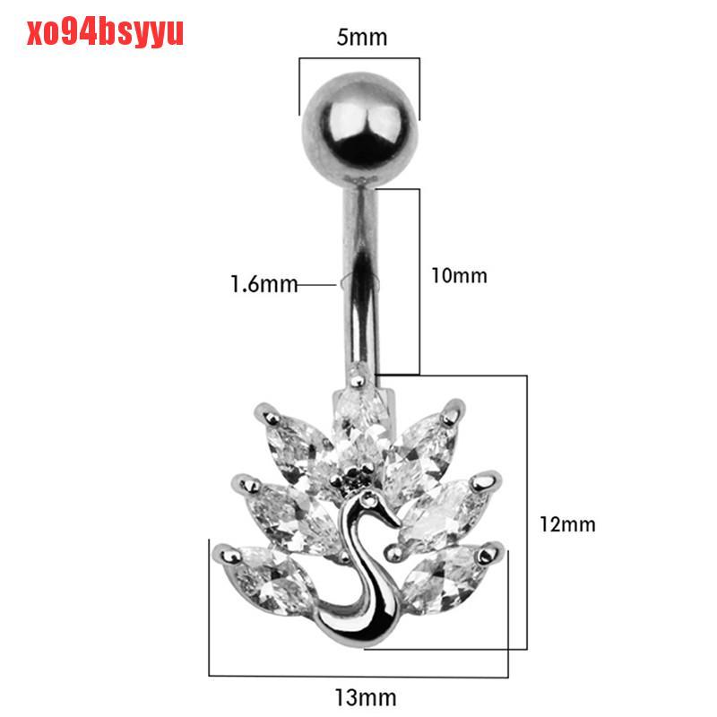 Khuyên Rốn Hình Chim Công Đính Đá Nhân Tạo Thời Trang 94bsyyu