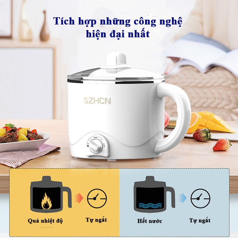 Nồi điện đa năng 1.2L, Nồi lẩu điện mini công suất lớn, Chống dính cao cấp, Bảo hành chính hãng 12 tháng