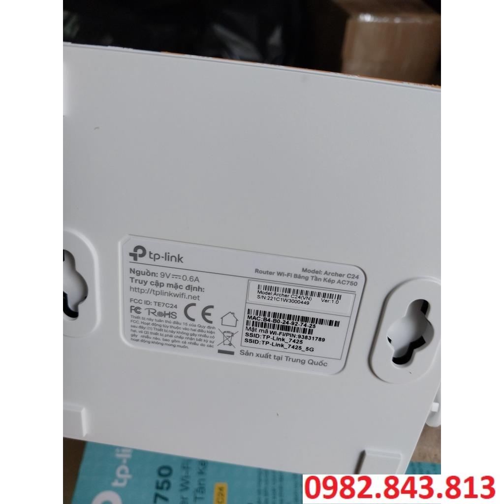 Phát Wifi TP-Link Archer C24 AC750 4 anten