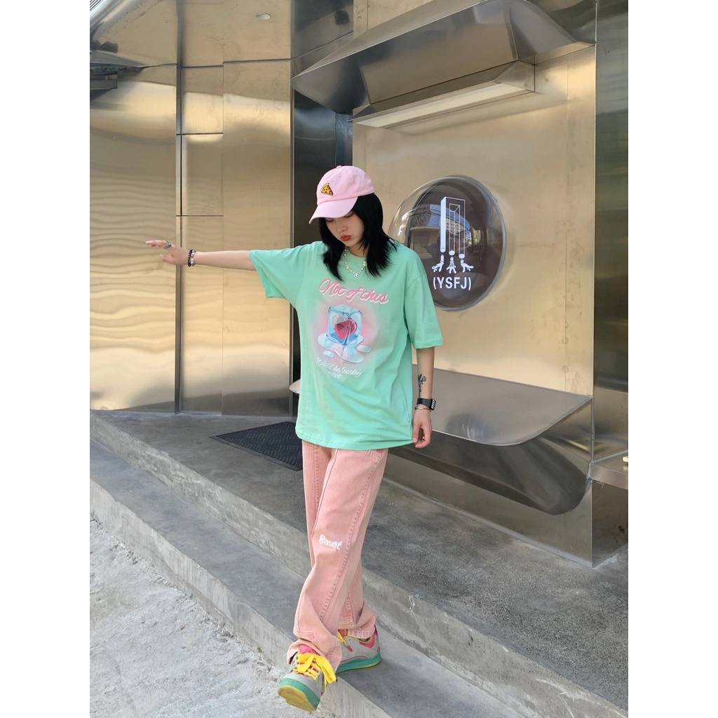 Quần jeans Lưng Cao Ống Rộng Phong Cách retro Mỹ